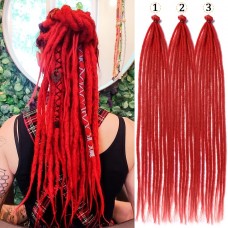 Arcticity Braids Handmade Red Dreadlock Extensions for Women - 26" Synthetic Crochet, Single Ended, Thin 0.6cm Width, Reggae Style, 10 Strands/Pack, 3pcs, Girls, Dreadlock Extensions