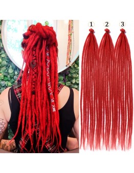Arcticity Braids Handmade Red Dreadlock Extensions for Women - 26" Synthetic Crochet, Single Ended, Thin 0.6cm Width, Reggae Style, 10 Strands/Pack, 3pcs, Girls, Dreadlock Extensions