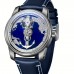 Avowaland Watches Men's Automatic Mechanical Watch - Unique Skeleton Design with World Map & Anchor Dial, Stainless Steel Case, Blue Faux Leather Strap - Business Casual, Non-Electric, Perfect Valentine's Gift for Him