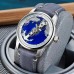 Avowaland Watches Men's Automatic Mechanical Watch - Unique Skeleton Design with World Map & Anchor Dial, Stainless Steel Case, Blue Faux Leather Strap - Business Casual, Non-Electric, Perfect Valentine's Gift for Him
