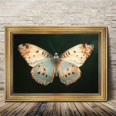 Bellcat Picture Frames  White Butterfly Canvas Wall Art with Vintage Golden Frame, Wall Decor for Living Room - 29.97cm x 39.88cm Single Piece Butterfly Print