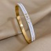 Biasea Bracelets Fashion Stainless Steel Arrow Bracelet, Cuff Bangle with White Enamel