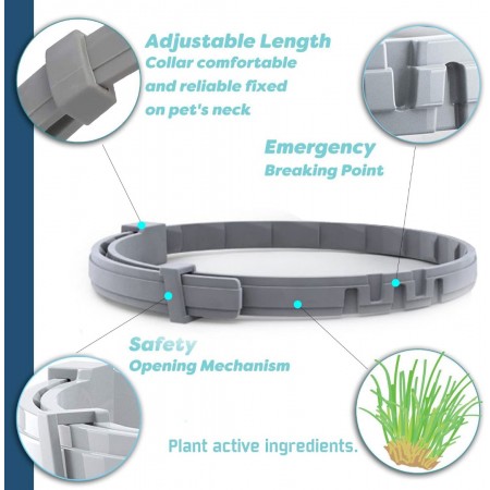 Curvecity Antiparasitic collars for animals Flea and Tick Collar for Large Dog, Prevention and Control of Pests on Dogs, Safe Natural Ingredients Protection, Waterproof, Free Flea Drop and Comb 2-Pack