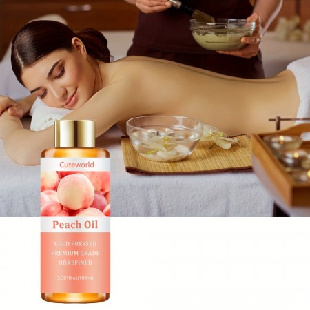Cuteworld Massage oil Peach Bliss Body Massage Alcohol-Free, Vitamin E Enriched for All Skin Types, Perfect for Date Night & Valentine's Gift