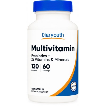 Diaryouth Vitamins Multivitamin with Probiotics 120 Vegetarian Capsules - Packed with Vitamins & Minerals
