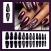Future key Artificial fingernails 24pcs Elegant Purple Ballet-Style Press-On Nails Set with Floral & Pearl Accents, Glossy Finish - Short Length, Fashionable Removable Women's Nail Art, Removable Pressons|Balletshaped Nails|Decorative Nail Set
