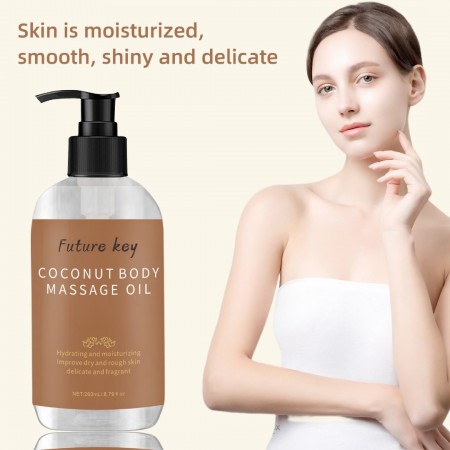 Future key Massage oil Coconut Massage Treatment - Intensive Moisturizing & Firming Body Treatment with Keratin, Glycerin for All Skin Types, Unisex Adult Use, Long-Lasting Coconut Scent