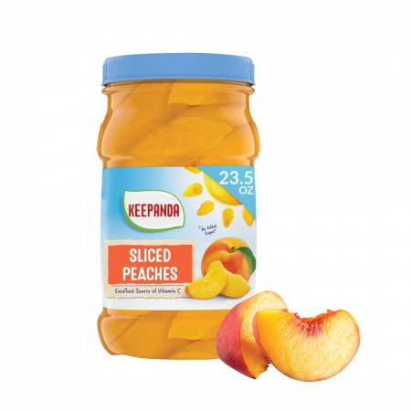 Keepanda Canned fruits and vegetables Dole Fruit Jars, Yellow Cling Sliced Peaches in 100% Fruit Juice, Gluten Free, Pantry Staples, Resealable Jars 