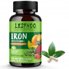 Lesfhoo Dietary supplements for humans Vegan Iron Supplement Organic Whole Foods - Gentle Pills for Women & Men w/Iron Deficiency 