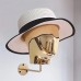 Lifeauditor Hat stands Golden Wall-Mounted Hat Rack with Mannequin Head - Space-Saving, Plastic Display for Hats, Fedoras, Straw Hats - Includes Mounting Screws, Perfect for Home or Salon, Hat Rack for Wall