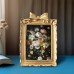 Lifebeliever Picture Frames Vintage American Copper Golden Frame, Rectangular Sculpted Floral Art Single Picture Frame for Home Decor, Living Room Wall Art