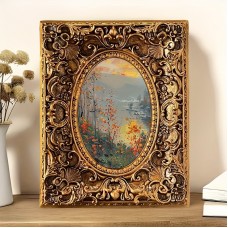 Lifegulf Picture Frames Vintage Golden Resin Photo Frame - Embossed Art, Mediterranean & American Pastoral Style, Perfect for Wall or Tabletop Display, Lightweight, Single Piece