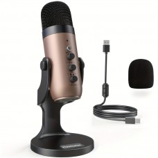 Luckwhale Microphones USB-C Condenser Microphone with Noise Reduction, Echo Cancellation, Real-time Monitor, and Voice Control - Ideal for Singing, Video Conferencing, Streaming, and Gaming