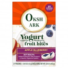 Okshark Yogurt Align Probiotic, Yogurt Coated Probiotic Fruit Bites, Added Probiotic Helps Support Digestive Health, Apple Blueberry Flavored, 21 Individually Wrapped Pouches