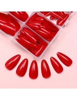 Prettyseason Artificial fingernails 120pcs Vibrant Red Almond-Shaped Press-On Nails Set - Glossy, Full Coverage False Nails