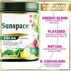 Sunspace Nutritional supplements Green Powder Superfood, Organic Super Greens Powder Juice & Smoothie Drink Mix, Gut Health & Bloating Support, Probiotics, Spirulina