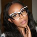 Supershark Eyeglasses European Style Cat Eye Eyeglasses for Men and Women, Full Rim Plastic Frame, Anti-Blue Light AC Lens, Fashionable Non-Prescription Glasses