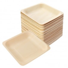 UDIARY Disposable table plates 50PCS Square Wooden Disposable Plates - Dinner Plates for Wedding