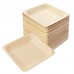 UDIARY Disposable table plates 50PCS Square Wooden Disposable Plates - Dinner Plates for Wedding