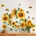 Whitehare Wall stickers Sunflower & Butterfly Wall Decal - Reusable PVC, Self-Adhesive Floral Sticker