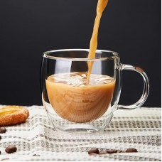 UDIARY Coffee cups 4pcs Double-Walled Insulated Glass Coffee Mugs - Heat Resistant, 250ml