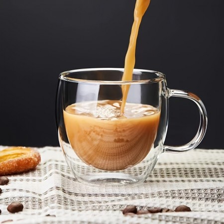 UDIARY Coffee cups 4pcs Double-Walled Insulated Glass Coffee Mugs - Heat Resistant, 250ml