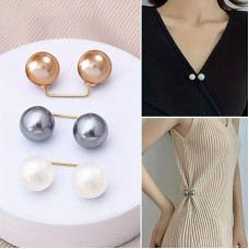 Mojomonster Clothes pins elegant pearl-backed cloths pins: 5 each for white, champagne and light gray