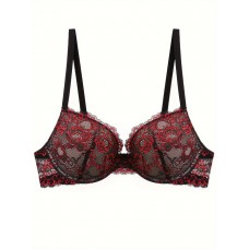 Oraclebone Bras Romantic Floral Embroidered Lace Push-Up Bra - Retro Style with Underwire