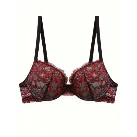 Oraclebone Bras Romantic Floral Embroidered Lace Push-Up Bra - Retro Style with Underwire
