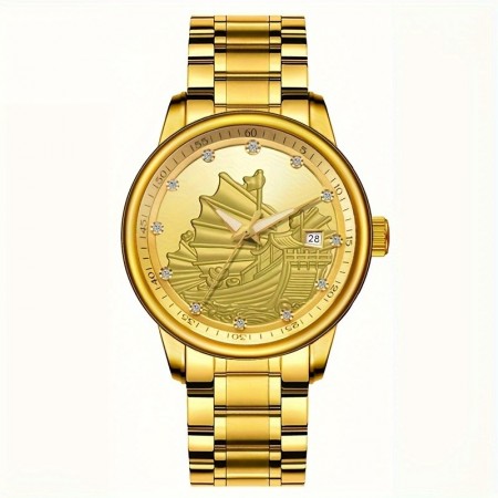 Onlyqueen Watches Ship Luxury Fashion Golden Men Watch with Diamond