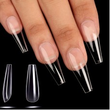Camelliadiary Artificial fingernails Long Press-On Nails Clear Full Cover Artificial False Nails 100pcs