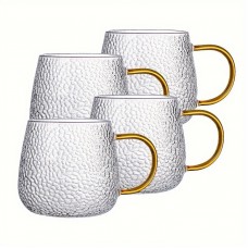 Whitedeer Glass mugs 4pcs Set Hammered Texture Glass Cups