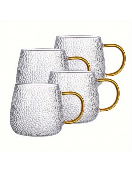 Whitedeer Glass mugs 4pcs Set Hammered Texture Glass Cups