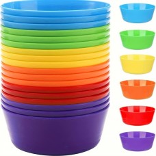 SMILECAT Bowls 18pcs Set of Colorful Reusable Plastic Bowls Unbreakable