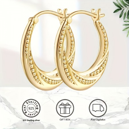 UHOT Earrings  Golden-plated, Stylish Beaded Spiral Earrings 2pcs