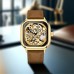 UHOT Men's Luxury Golden Mechanical Watch - Genuine Leather Strap