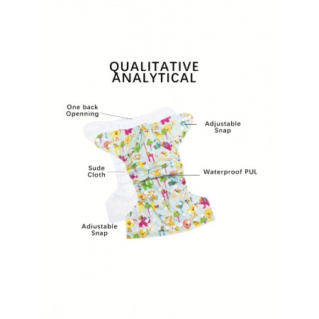 Snowhale Baby diapers 10Pcs Adjustable Baby Reusable Cloth Diapers, 100% Polyester, Casual Cartoon Pattern