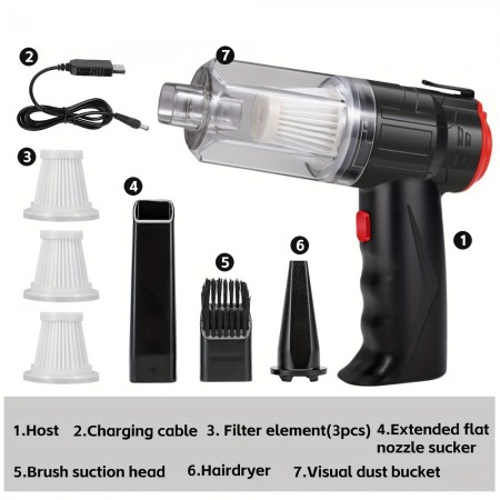 Aireagle Hand-held vacuum cleaners Portable Cordless Hand Vacuum Cleaner USB Rechargeable With 16000pa Powerful Suction For Car Home Office, Wireless Handheld Car Vacuum Cleaner