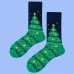 Smilesky Socks 3 Pair Of Men's Christmas Tree Pattern Crew Socks, Comfy Breathable