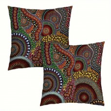 Nicespce Seat Cushions Aboriginal Art Polyester Throw Pillow Covers, Decorative Cushion Cases with Hidden Zipper, Double-Sided Design for Home Decor 2pcs