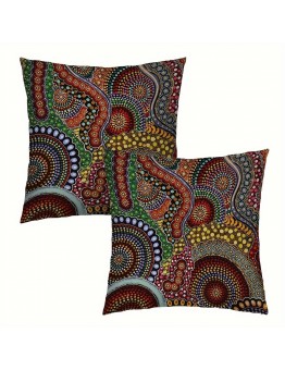Nicespce Seat Cushions Aboriginal Art Polyester Throw Pillow Covers, Decorative Cushion Cases with Hidden Zipper, Double-Sided Design for Home Decor 2pcs