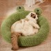 Queendiary Pet cushions Frog-Shaped Plush Pet Bed for Cats - Soft Polyester Fiber Cartoon Design, Cozy Cotton Filling, Ideal for Cats and Small Dogs