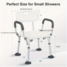 Queendiary Shower seats Shower Chair with Back Support - Padded Handles, 350 Lb Capacity, Sturdy Bath Seat for Seniors, Elderly, Disabled, Handicap, Injured, and Rehabilitation - Easy to Assemble and Clean