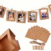 Mojolion Paper photo frames Art Deco Style Kraft Paper Photo Frames, Wall Hanging Picture Frame Set, Vertical Wood Material Oblong Frames for Wall Display, with Clips and Twine for Birthday, Christmas, Wedding, Anniversary Party Decor 5pcs