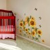 Whitehare Wall stickers Sunflower & Butterfly Wall Decal - Reusable PVC, Self-Adhesive Floral Sticker