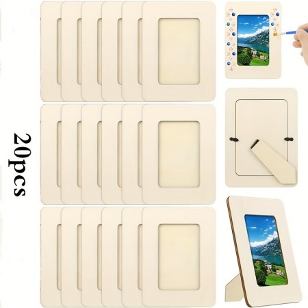 Zonelucky Picture Frames 20-Pack Unfinished Wooden Picture Frames 5x7 - Horizontal Tabletop Display