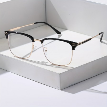 Redzebra Eyeglasses A Pair of Stylish Casual Men'S Metal Frame Glasses with Clear Lenses