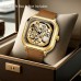 UHOT Men's Luxury Golden Mechanical Watch - Genuine Leather Strap