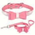 Futurelandy Anti-flea collars for pets Dog Leash w/ Collar Set Lovely Dog Bow Tie Collar w/ Walking Rope For Small Medium Dogs Travel