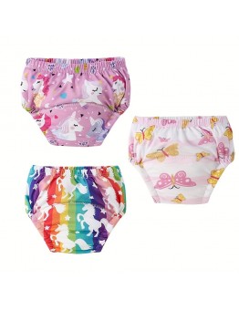 Plustoday Baby diapers 3pcs Youngsters' Pants for Potty - Leakproof, Absorbent Diapers with Cute Print, Easy-On & Portable - Perfect for Summer